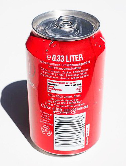 Drink can showing its barcode